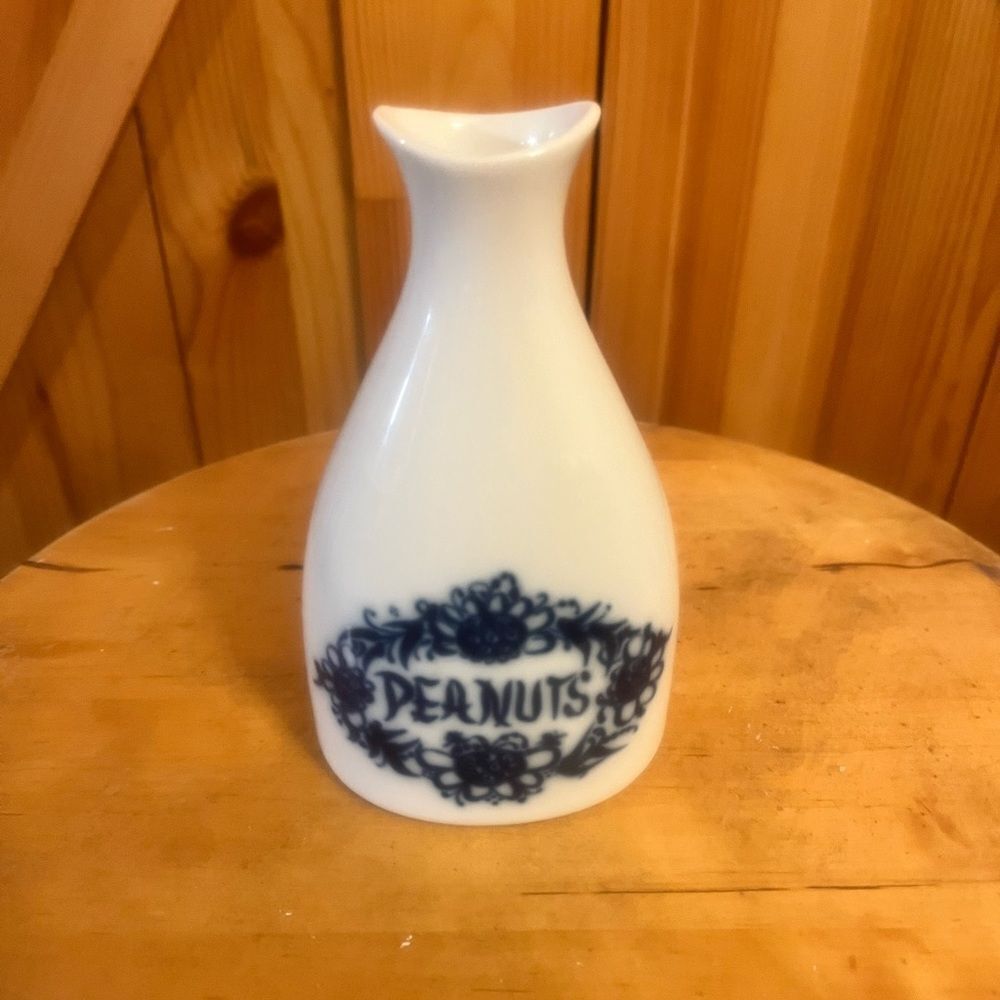 Porsgrund Norway Peanuts Shaker Bottle Vase Cobalt Blue & White 5.5”  (6868)